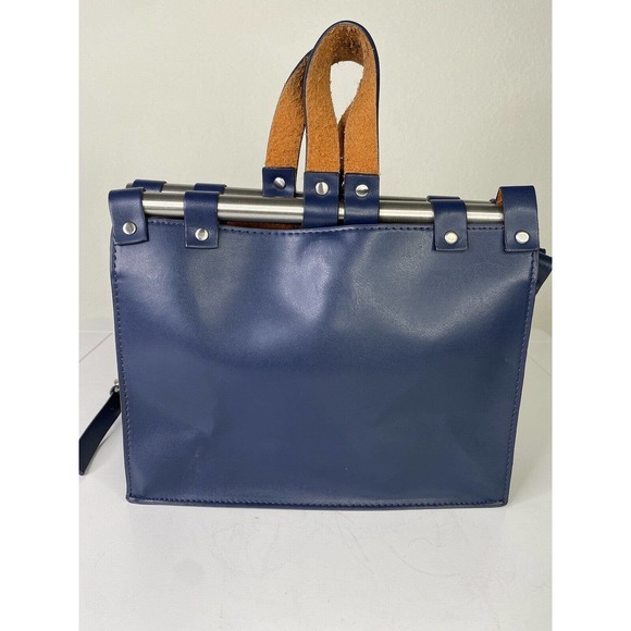 ZARA navy blue doctor bag small silver metal rods - Picture 8 of 8